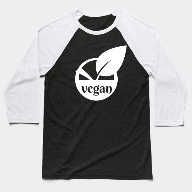 Vegan logo icon leaf (white) Baseball T-Shirt by FOGSJ